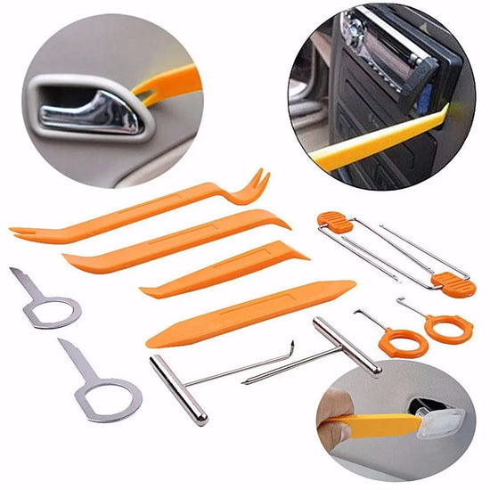 Set 12 Pezzi Strumenti di Rimozione per Auto – Kit Universale Smontaggio Pannelli, Autoradio e Interni