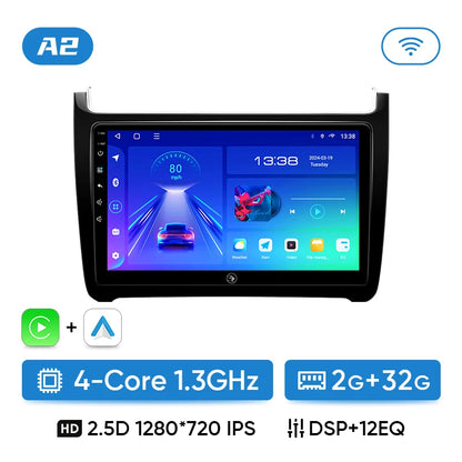 Autoradio Android 13 9" per Volkswagen Polo 5 – Wireless CarPlay, Android Auto, GPS, 2 DIN
