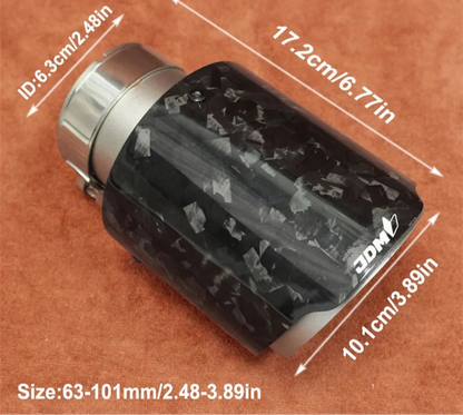 Terminale di Scarico Universale JDM in Fibra di Carbonio e Acciaio Inox – Nero Ovale – Ingresso 2” / 2,5” / 3”