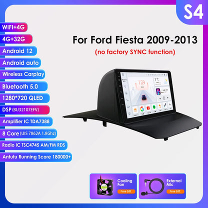 Autoradio Android 13 per Ford Fiesta (2009-2017) – Schermo 9”, CarPlay & Android Auto, GPS, 4G, DSP