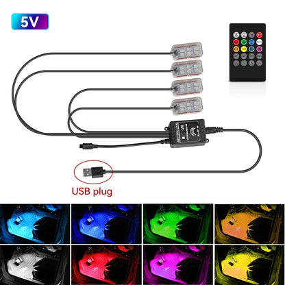RGB LED Neon Lights for Car Interiors – Atmosphere Kit with Wireless and APP Control 