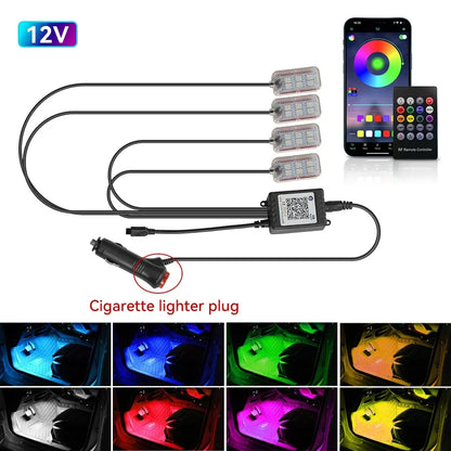Neon LED RGB per Interni Auto – Kit Atmosfera con Controllo Wireless e APP