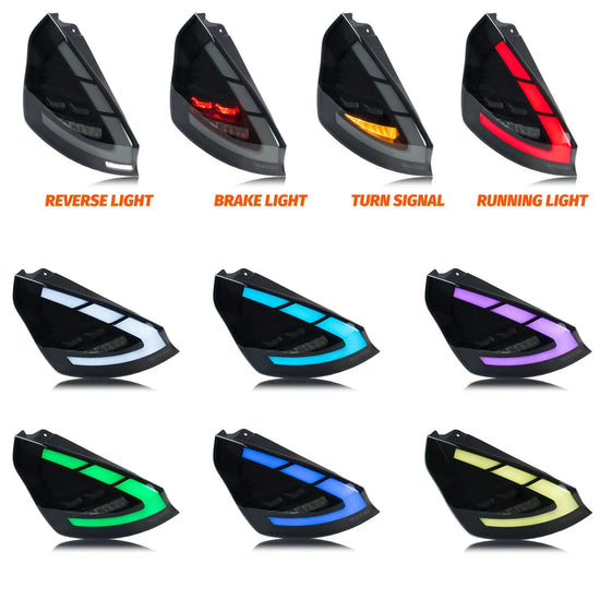 Fanali Posteriori LED RGB per Ford Fiesta (2008-2017) MK7/MK7.5 – Animazione Dinamica e Freccia Sequenziale