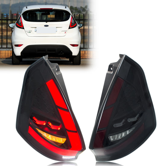 LED Tail Lights Sequential per Ford Fiesta MK7/MK7.5 (2008-2017) – Fari Posteriori Neri con Frecce Dinamiche