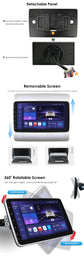 Autoradio 10.1" 360° Rotante – Android 13, CarPlay, Android Auto, GPS, 8+128GB, 1 DIN