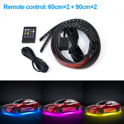 Kit Luci LED Sottoscocca Auto RGB con Controllo App, Effetto Neon e Modalità Musicale – 4 Pezzi