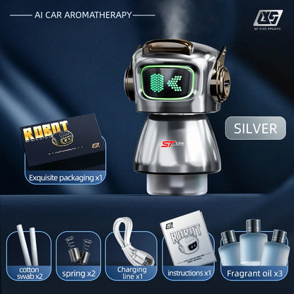 🤖 Diffusore Aromaterapia Robot Intelligente – Profumatore Auto con Spray Automatico e 3 Fragranze Incluse