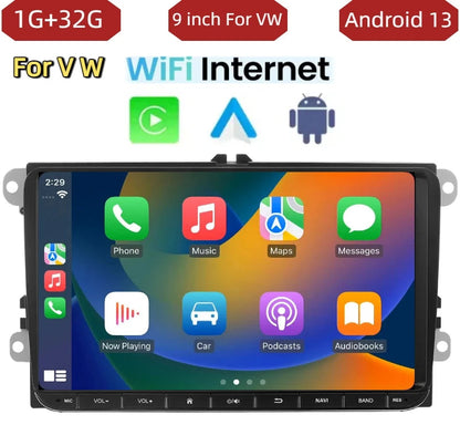 Autoradio Android 13/14 9" 2 DIN per Volkswagen Golf 5/6, Polo, Passat B6/B7, CC, Skoda, Jetta – CarPlay, GPS, WiFi