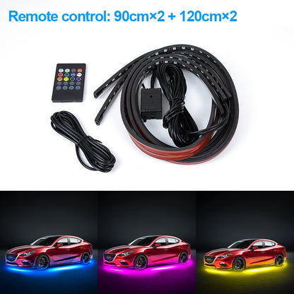 Kit Luci LED Sottoscocca Auto RGB con Controllo App, Effetto Neon e Modalità Musicale – 4 Pezzi