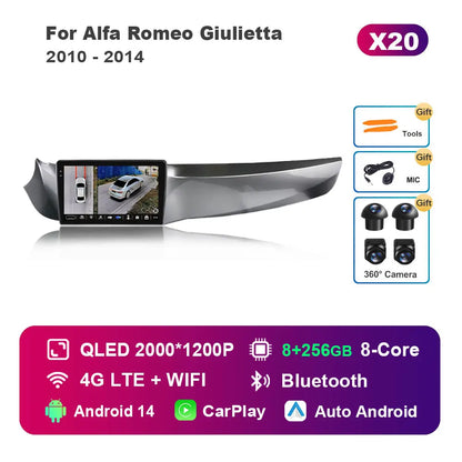 🔊 Android 14 Car Radio per Alfa Romeo Giulietta 2010–2014 | Navigatore GPS, Schermo Touch IPS, DSP, 4G, WiFi