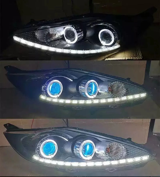 Faro Anteriore LED con Angel Eyes per Ford Fiesta – DRL, Indicatori di Direzione e Look Sportivo
