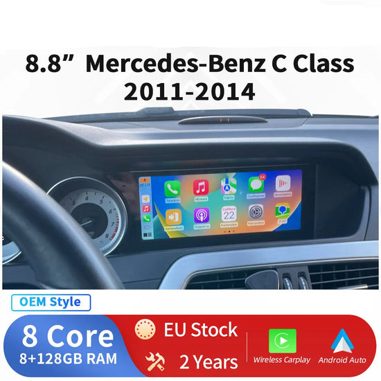 8.8 "Display Touch Screen Android Radio Unità principale per auto per Mercedes Classe C W204 2011-2014 BT WIFI GPS Navi Wireless Carplay Auto