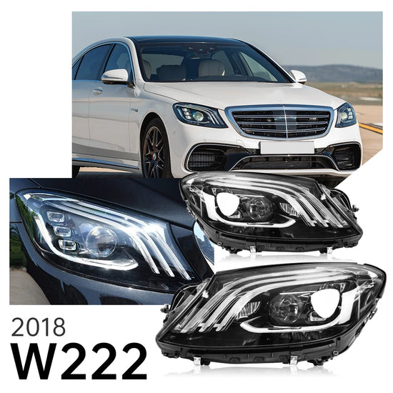 Fari LED per Mercedes-Benz Classe S W222 (2014-2018) – Upgrade Stile Maybach 2018, Plug & Play