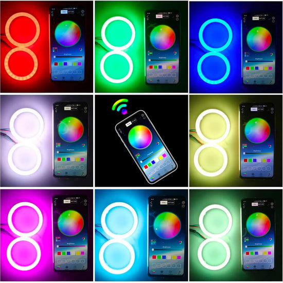4PCS Anelli LED RGB Angel Eyes COB 12V/24V – Luci Decorative con Controllo App