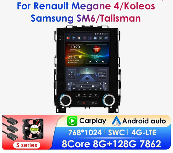 Autoradio Android 13 con Schermo 9.7” e Telecamera 360° – Compatibile con Renault Koleos, Megane 4, Samsung SM6, Talisman (2017-2019) – CarPlay, Android Auto, GPS, 4G