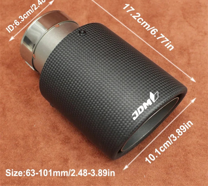 Terminale di Scarico Universale JDM in Fibra di Carbonio e Acciaio Inox – Nero Ovale – Ingresso 2” / 2,5” / 3”