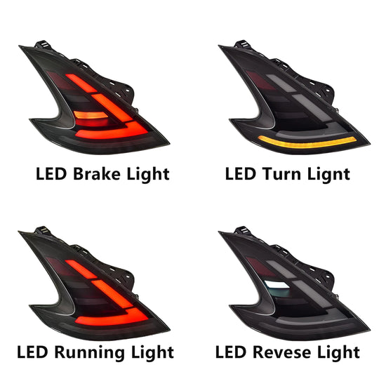 Fanali Posteriori LED per Nissan 370Z Z34 – Luci Freno, DRL, Indicatori Dinamici, Design Sportivo