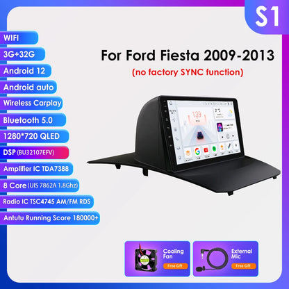 Autoradio Android 13 per Ford Fiesta (2009-2017) – Schermo 9”, CarPlay & Android Auto, GPS, 4G, DSP