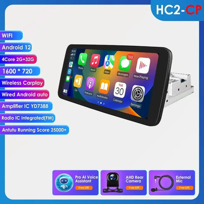 Autoradio 10.1" 360° Rotante – Android 13, CarPlay, Android Auto, GPS, 8+128GB, 1 DIN