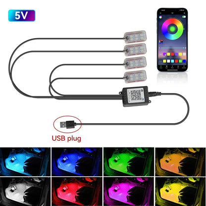 RGB LED Neon Lights for Car Interiors – Atmosphere Kit with Wireless and APP Control 
