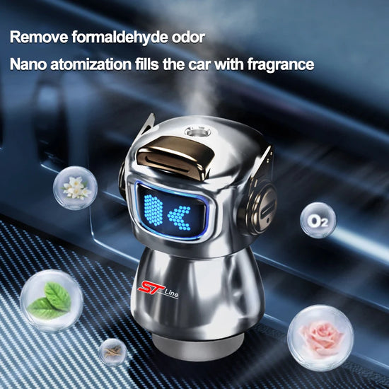 🤖 Diffusore Aromaterapia Robot Intelligente – Profumatore Auto con Spray Automatico e 3 Fragranze Incluse