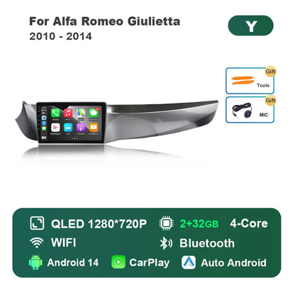 🔊 Android 14 Car Radio per Alfa Romeo Giulietta 2010–2014 | Navigatore GPS, Schermo Touch IPS, DSP, 4G, WiFi