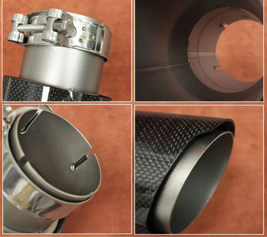 Terminale di Scarico Universale JDM in Fibra di Carbonio e Acciaio Inox – Nero Ovale – Ingresso 2” / 2,5” / 3”