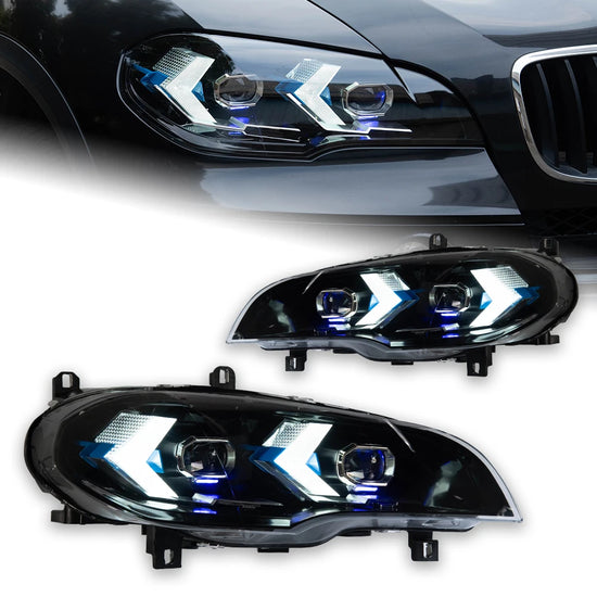Fari LED con Angel Eyes per BMW X5 E70 (2007-2013) – DRL, HID, Plug & Play