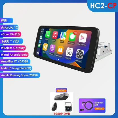 Autoradio 10.1" 360° Rotante – Android 13, CarPlay, Android Auto, GPS, 8+128GB, 1 DIN