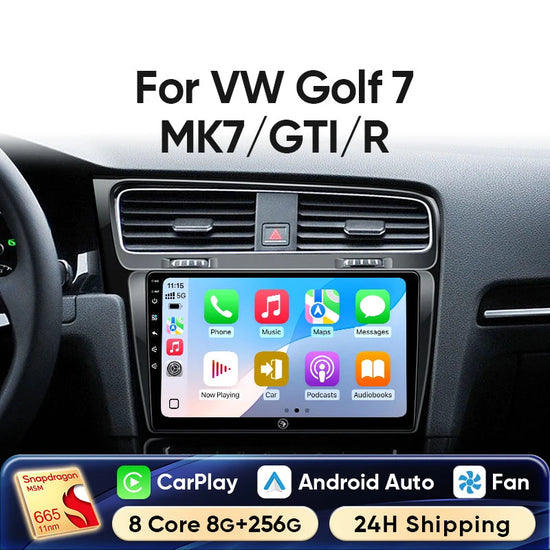 Autoradio Android 13 con Schermo 10” – Wireless CarPlay, Android Auto, GPS e 4G – Compatibile con Volkswagen Golf 7 MK7 GTI R (2012-2020)