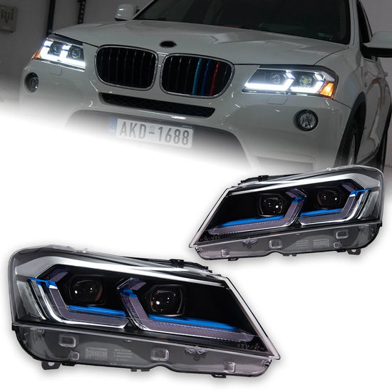 Fari LED per BMW X3 F25 (2010-2013 Pre-LCI) – Lente Proiettore, DRL, Indicatori Integrati