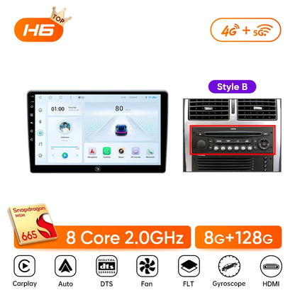 Autoradio Android 13 9" per Peugeot 307 (2002-2013) – Wireless CarPlay, Android Auto, GPS, 8GB RAM + 256GB ROM