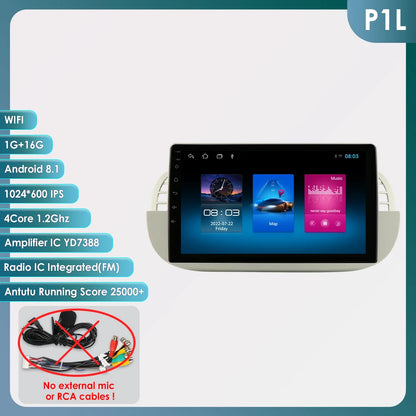 Autoradio Android 4G 8-Core per Fiat 500 (2007-2014) – CarPlay, GPS e Intrattenimento a Portata di Mano!