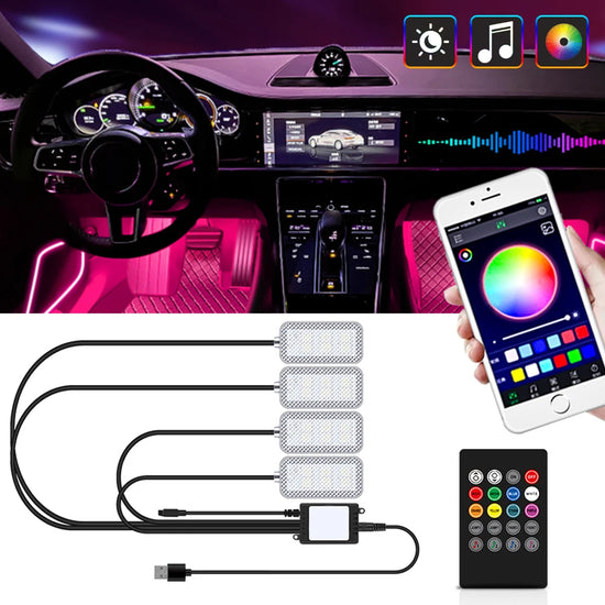Neon LED RGB per Interni Auto – Kit Atmosfera con Controllo Wireless e APP