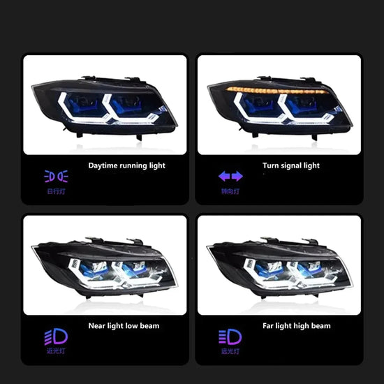 Fari LED per BMW Serie 3 E90 (2005-2012) – DRL, Angel Eyes, Proiettore a Lente