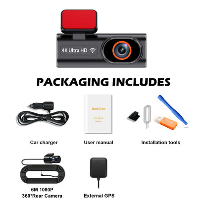 Dash Cam 4K Dual Lens Premium – La Tua Scudo Digitale di Sicurezza e Stile