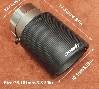Terminale di Scarico Universale JDM in Fibra di Carbonio e Acciaio Inox – Nero Ovale – Ingresso 2” / 2,5” / 3”