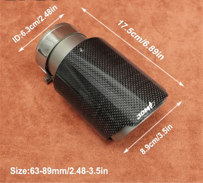 Terminale di Scarico Universale JDM in Fibra di Carbonio e Acciaio Inox – Nero Ovale – Ingresso 2” / 2,5” / 3”