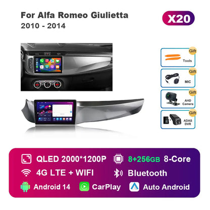 🔊 Android 14 Car Radio per Alfa Romeo Giulietta 2010–2014 | Navigatore GPS, Schermo Touch IPS, DSP, 4G, WiFi