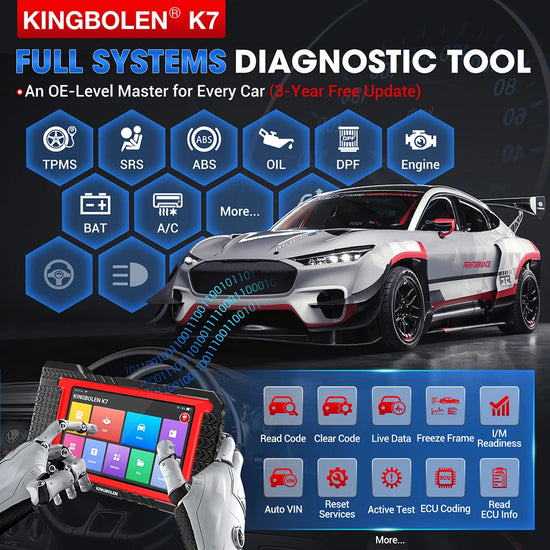 KINGBOLEN K7 Scanner Diagnostico Auto Professionale – Aggiornamenti Gratis a Vita, ECU Coding, 28 Reset, Test Attivi – PK Launch X431 CRP919E BT