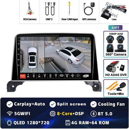 Android 14 CarPlay Autoradio 9" per Peugeot 3008, 4008, 5008 (2017-2020) – GPS, WiFi, DSP, Android Auto