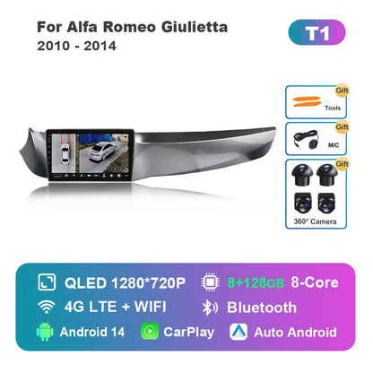 🔊 Android 14 Car Radio per Alfa Romeo Giulietta 2010–2014 | Navigatore GPS, Schermo Touch IPS, DSP, 4G, WiFi