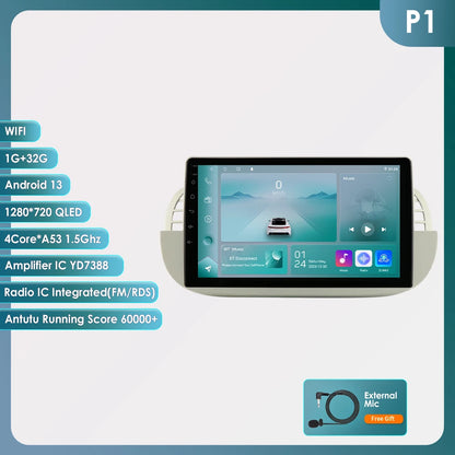 Autoradio Android 4G 8-Core per Fiat 500 (2007-2014) – CarPlay, GPS e Intrattenimento a Portata di Mano!