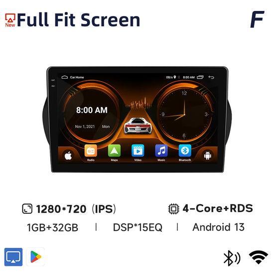 Autoradio 9" Wireless CarPlay & Android Auto per Fiat Fiorino, Qubo, Citroen Nemo, Peugeot Bipper (2008-2017)
