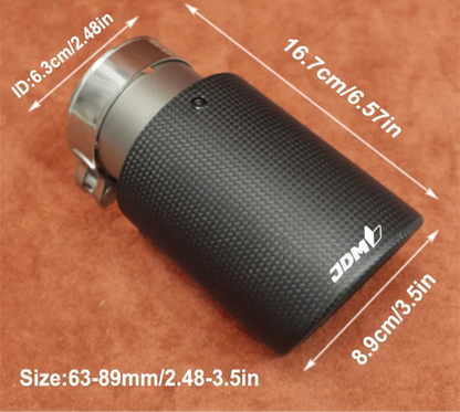 Terminale di Scarico Universale JDM in Fibra di Carbonio e Acciaio Inox – Nero Ovale – Ingresso 2” / 2,5” / 3”