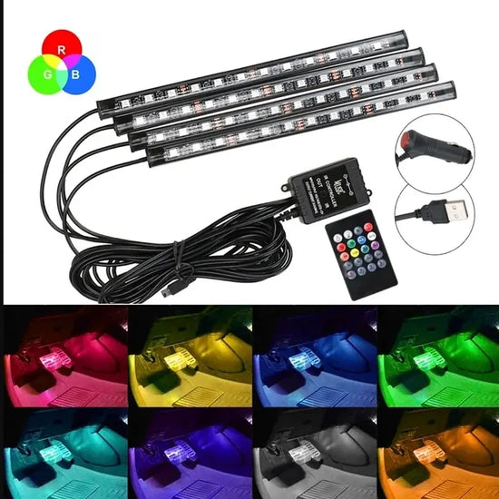 Atmosfera RGB Universale per Auto – Luci LED Interiori con Controllo Wireless e Musica