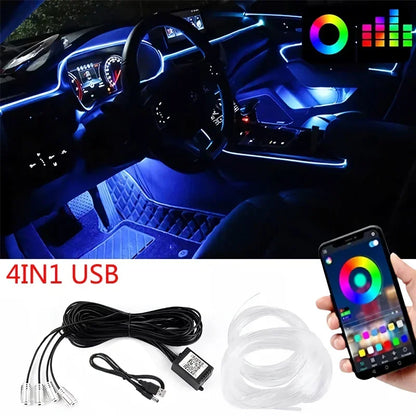 🌈✨ RGB LED Neon Car Interior Lights – Ambient Lights with App and Music Sync! 🚘🎶
