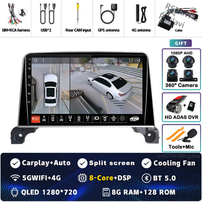 Android 14 CarPlay Autoradio 9" per Peugeot 3008, 4008, 5008 (2017-2020) – GPS, WiFi, DSP, Android Auto