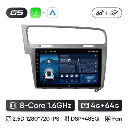 Autoradio Android 13 con Schermo 10” – Wireless CarPlay, Android Auto, GPS e 4G – Compatibile con Volkswagen Golf 7 MK7 GTI R (2012-2020)