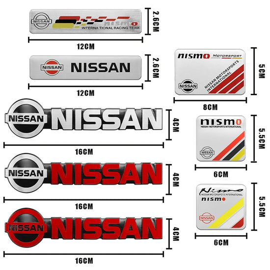 3D In Alluminio Auto Emblema Distintivo Corpo Tronco Adesivi Decalcomania Accessori Auto per Nissan Nismo GTR Tiida Leaf Juke Teana Nota Almera